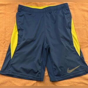 Nike Navy and Yellow Sports Shorts